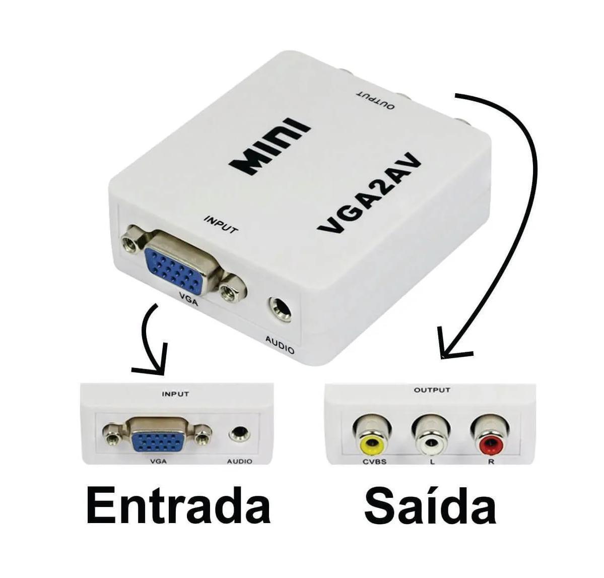 Conversor De Vídeo Vga Para Rca Av 3 Vias Com Saída De Áudio - SKU: PRDROPRQ1BTUBY10
