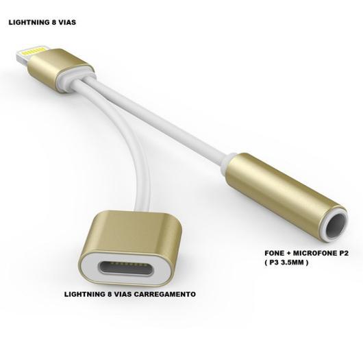 Cabo Adaptador Lightning Splliter Carregador Fone P2 - SKU: 66464