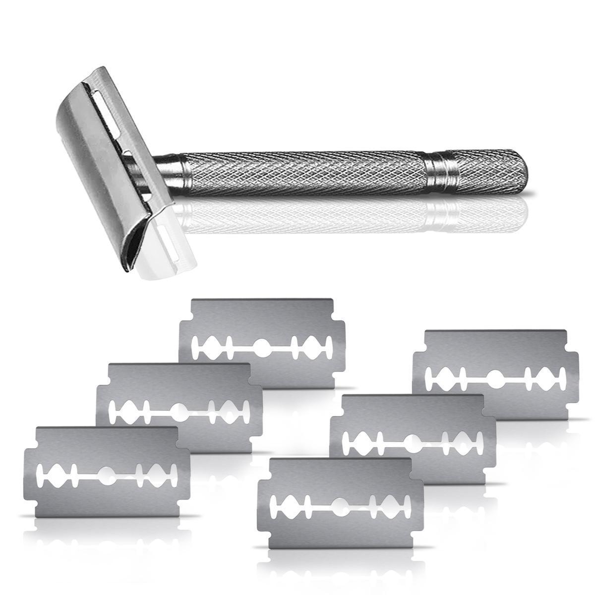 Aparelho Barbear Antigo De Metal Barba Retrô + 7 Lâminas - SKU: PRDN4IET4I3KLGLC