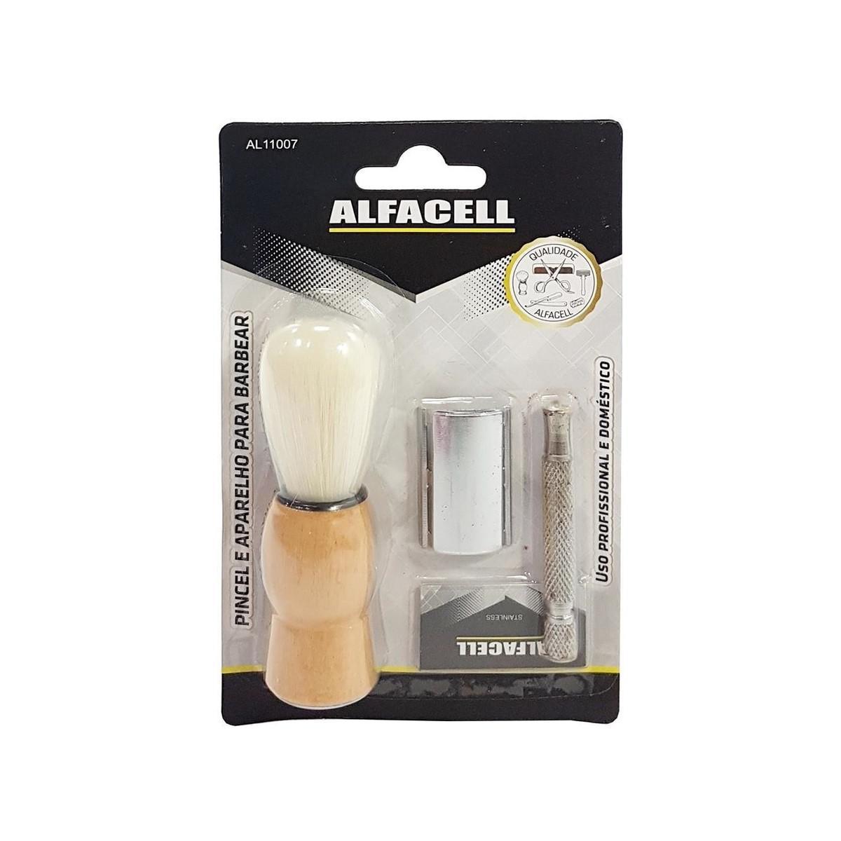 Kit Pincel E Aparelho Barbear Profissional Alfacell + Lâmina - SKU: PRD7V7WDP6AKBCQW