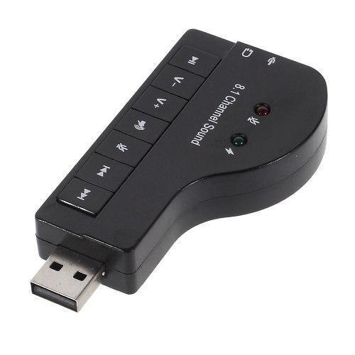 Placa De Som Virtual USB 8.1 Canais Entrada Fone e Microfone - SKU: PRDDP2VCLCCNNDM9