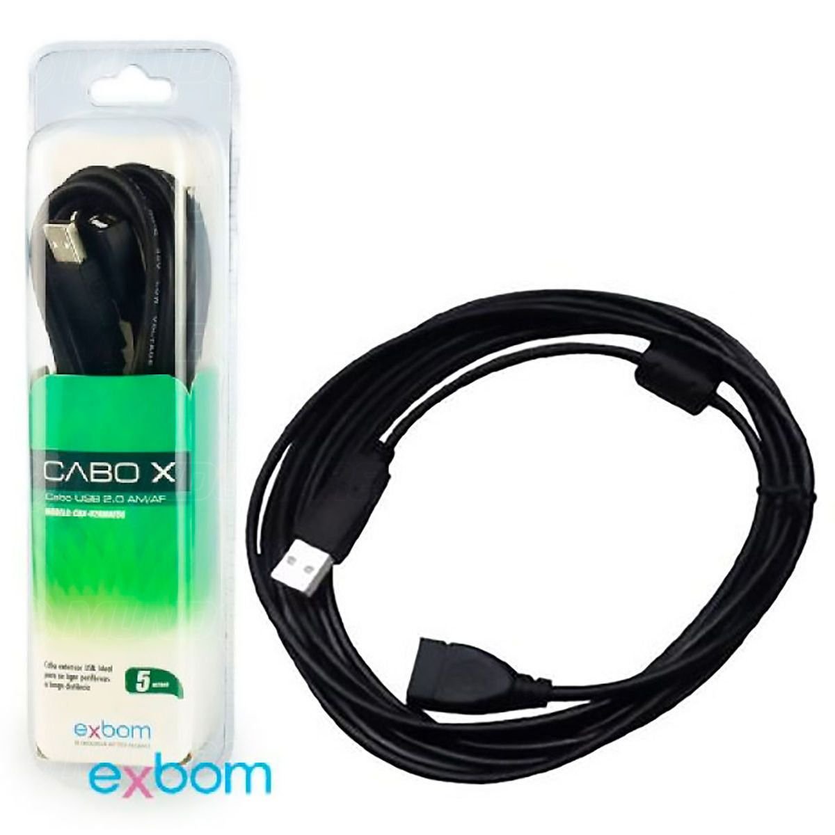 Cabo Extensor USB 2.0 5 metros AM+AF com Filtro Exbom - SKU: PRD880N9S0094I7X