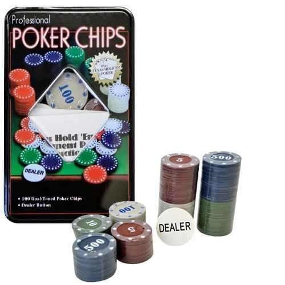 Kit Poker Profissional Luxo Em Lata Com 100 Fichas - SKU: PRDJV69NTT8V1B8V
