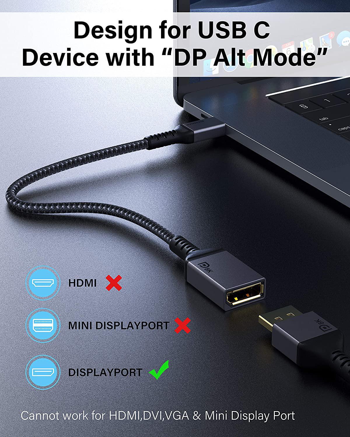 Kit Adaptador Usbc X Displayport Fêmea + Displayport 240Hz - SKU: 6015936848866ggsgg