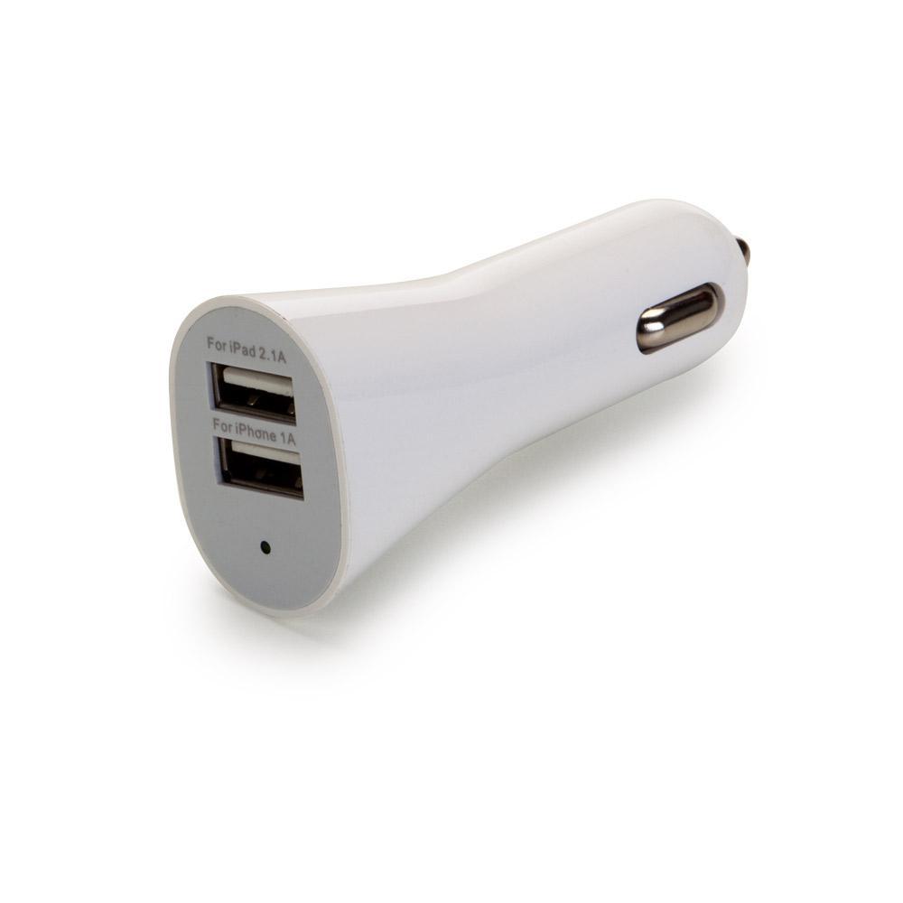 Carregador veicular USB duplo branco - SKU: PRDVBNBGEC5C251W