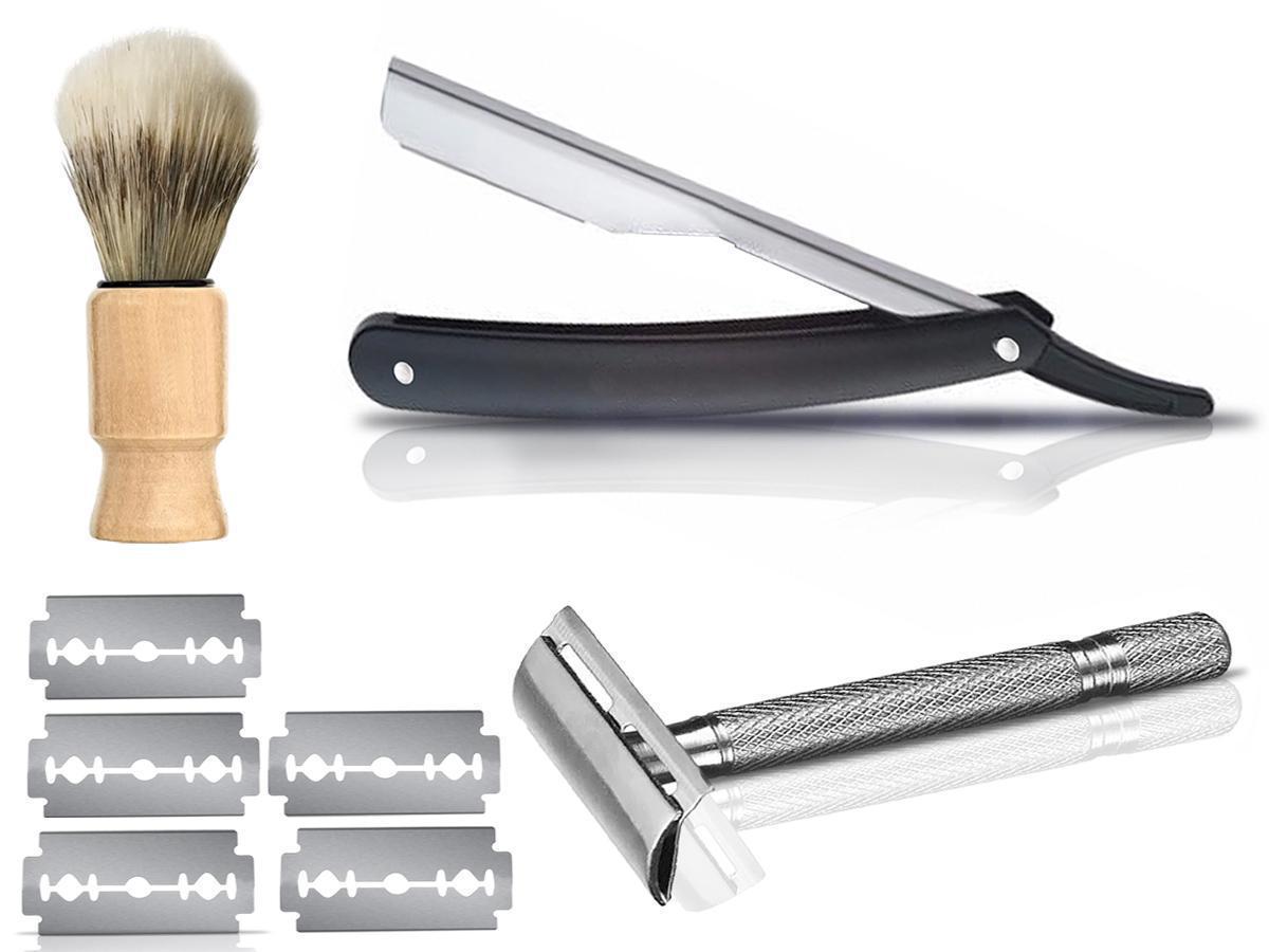 Kit Barbeador Profissional Navalha Pincel Barba + Lâminas - SKU: PRDJOU7RW20U6RHU