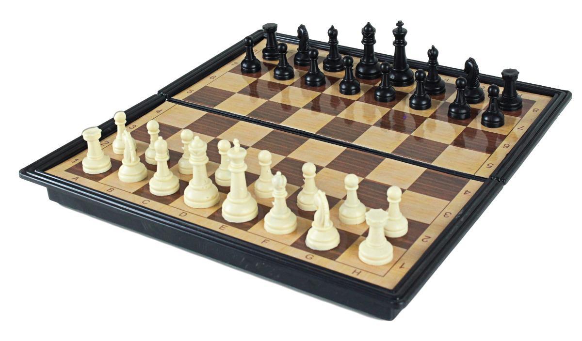 Jogo De Xadrez Dobrável Tabuleiro Em Plástico Vira Maleta - SKU: PRDBYRKTZA21HWW2