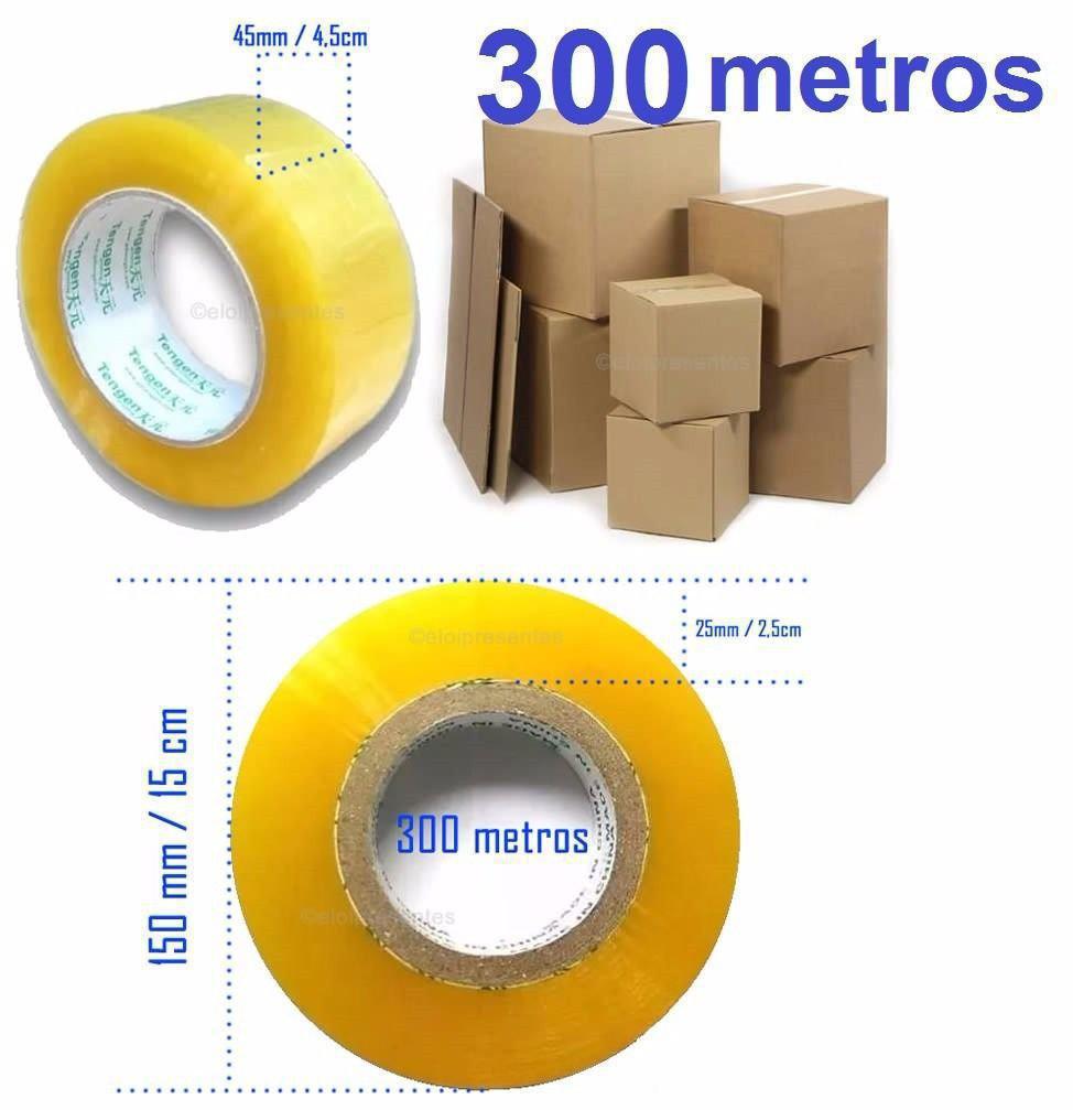Fita Adesiva Transparente Embalagem Kit 2 Peças 300 Metros - SKU: PRDPI11H5TP4TJ4T