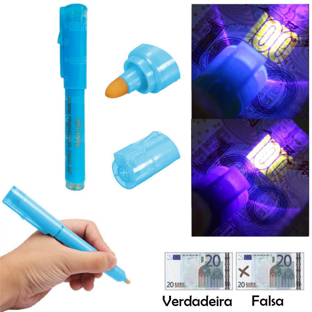 Kit 10 Canetas Detecta Dinheiro Falso, Ultra Violeta, Nota Falsa - SKU: 405608908888