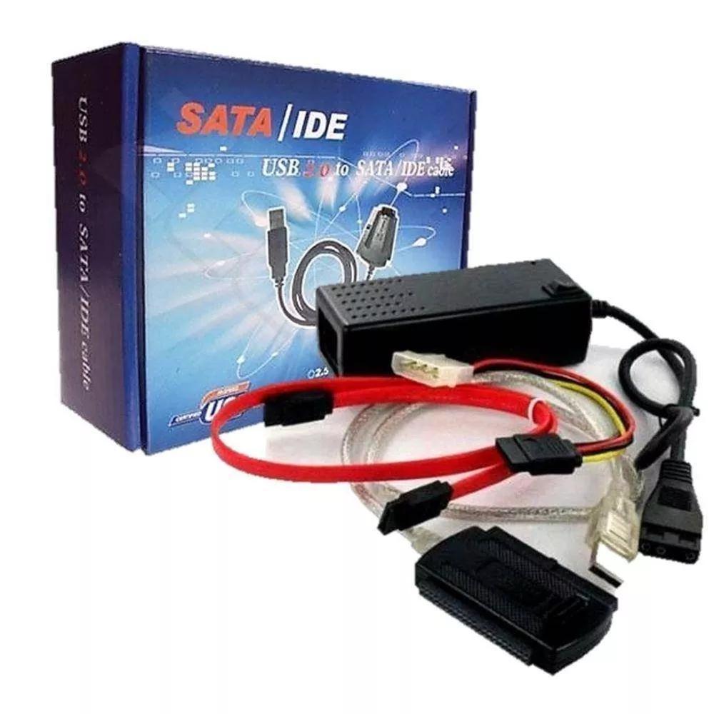 Cabo Adaptador Usb 2.0 Ide Sata Hd Dvd Conversor Pc E Fonte - SKU: PRDSJENHA2O8L6GU